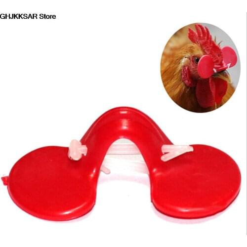 Red 10pcs Plastic Chicken Eyes Glasses Livestock FarmChicken Eyes Cover Avoid Chicken Pecking