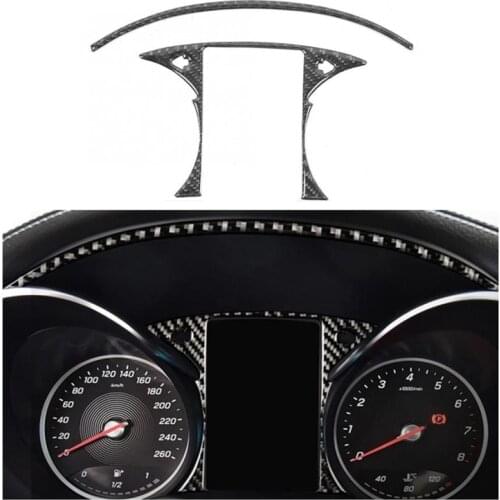 2Pcs Carbon Fiber Console Control Panel Strips Fit for Mercedes Benz C-Class W205 GLC C180 C200L C260L