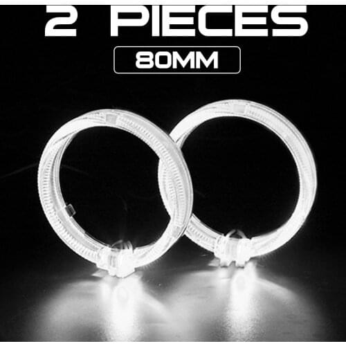 2PCS LED Angle Eyes Headlight 80mm White Halo Ring DC9-36V Fog Light Angle Eyes Auto Daytime Running Light accessories