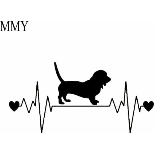 20.3cm*10.2cm Basset Hound Heartbeat Lifeline Window Bumper Car Sticker Decal PVC Dog