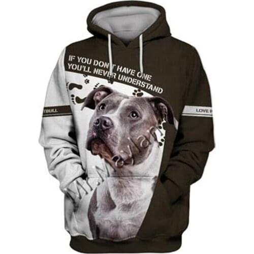 2021 Fashion Animal Pit Bull 3D Printed Hoodie Men Women Casual Pet Dog Designs Hooded Oversized Hooded Coat Drop Shipping WQ-45