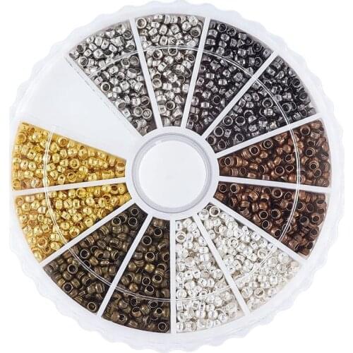 3000Pcs 6 Colors Rondelle Tiny Crimp Beads 2mm Jewelry Bracelet Making Clamp End Stopper Spacer Beads for Jewelry Making