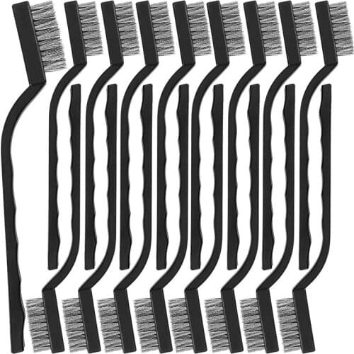 36PCS Wire Brush, Mini Wire Brush Set and Curved Handle Masonry Brush, Scratch Brush for Cleaning Welding Slag Rust