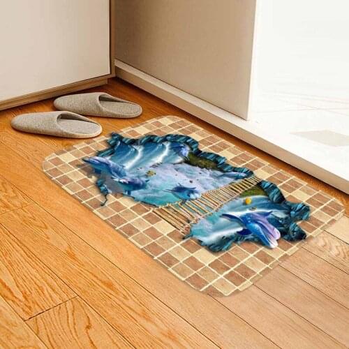 3D Flannel Super Soft Carpet Undersea animal Printed Memory Foam Mat Home Bathroom Toilet Rug Kitchen Absorbent Antiskid Doormat