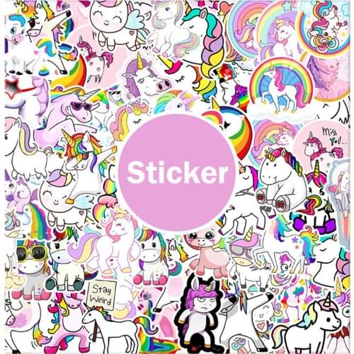 50pcs Different Stickers Unicorn Cartoon Animal Waterproof Cute Graffiti Sticker DIY Luggage Bike Notebook Laptop Guitar Decals