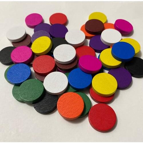 50 Pieces 25*5mm Colorful Wooden Circle Plate Chips Pieces Puzzle Chess Pieces For Board Game Accessories 10 Colors