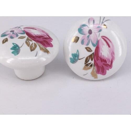 6PCS 38mm Countryside Tulip Flower Ceramic knob / Kids Cabinet Drawer Pull knob / Bedroom Kitchen Dresser knob pull handle
