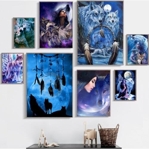 Wolf New Full Diamond Painting Cartoon Characters Diamond Embroidery Animal Cross Stitch Home Decor Without Frame