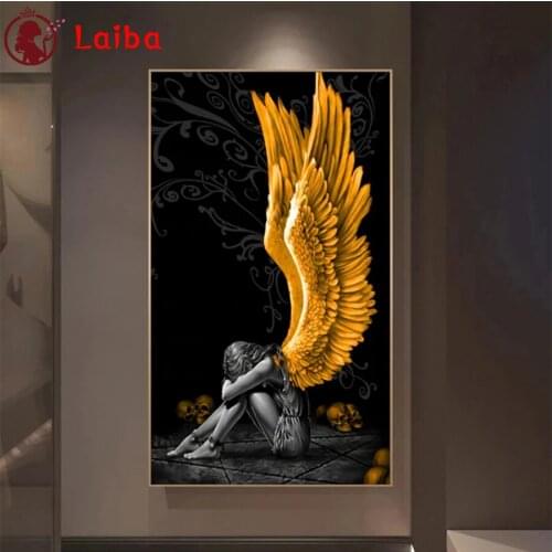 Diamond Painting Angel golden wings skull Cross Stitch Diamond Mosaic Picture Of Rhinestone Embroidery crystal Beaded Handicraft