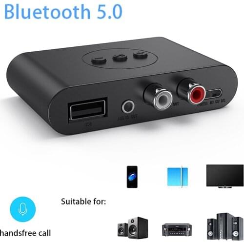 Bluetooth 5.0 Audio Receiver U Disk RCA 3.5mm AUX Jack Stereo Music Adapter Kit Speaker Amplifier