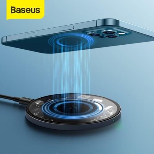 Baseus Magnetic Wireless Charger For iPhone 12 Pro Max Fast Charger For iPhone 12 11 XS X XR Charger For Airpods Visible Qi