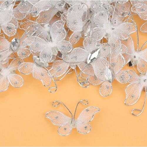 100Pcs White Spandex Mesh Butterfly Craft Stocking Butterfly Clothing Decoration Accessories