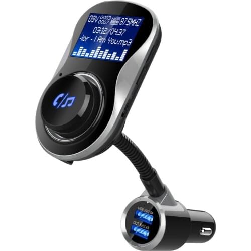 1.5 inch LCD Bluetooth FM Transmitter for Car Wireless Car Radio Adapter Stereo Modulator with QC3.0 Dual USB Ports LED Display