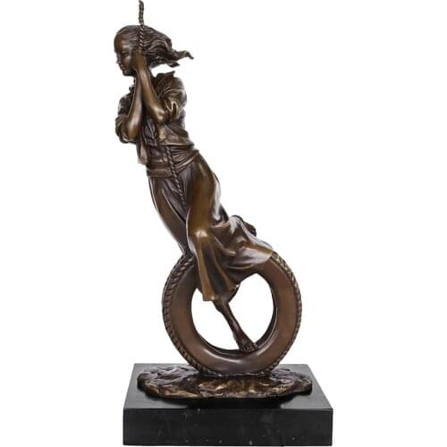 Bronze Statue Swinging Girl Sculpture Modern Art Children Room Decoration Gorgeous Girls Birthday Gift