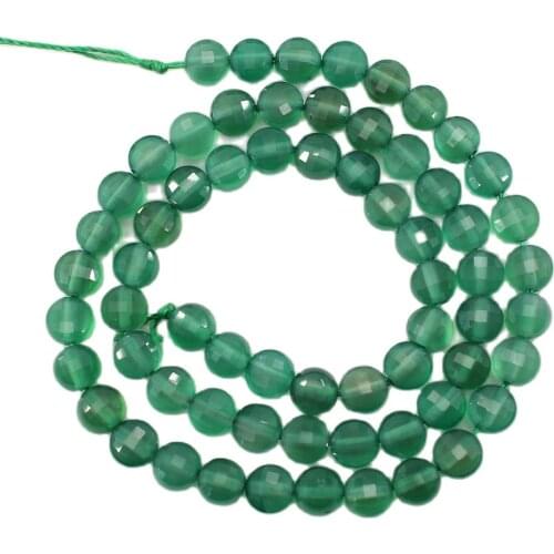 APDGG Natural Stone 6MM Coin Faceted Green Agate Loose Beads 15.5" Strands For Necklace Bracelet Jewelry Making DIY