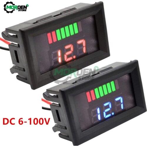 DC 6-100V Battery Capacity LED Digital Indicator Voltmeter Digital Voltage Meter Lead-Acid Battery Tester For Cars Motorcycles