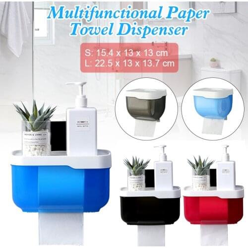 Bathroom Toilet Paper towel Holder Wall Mount Plastic WC Toilet Paper Holder with Storage Shelf Rack Paper Storage Box