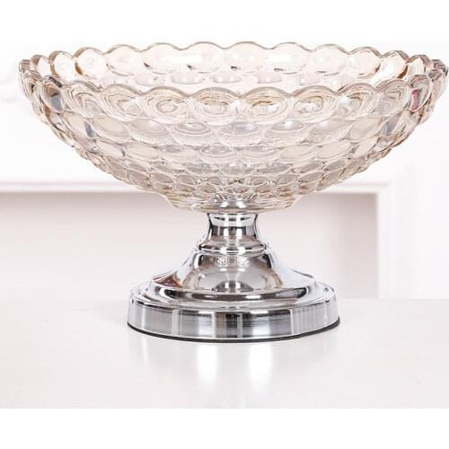 European Home Decoration Crystal Classical Fruit Plate Ashtray Candy Jar Decorative Fruit Bowl Set Glass