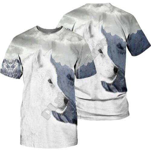 PLstar Cosmos Wolf 3D Printed t shirts women for men Summer Casual Tees Short Sleeve T-shirts Animal Short Sleeve Style-1