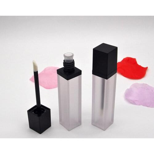 7ml Frosted Lip Gloss Bottle With Black Cap Empty Square Lip Gloss Tube Portable DIY Lipgloss Packing Container