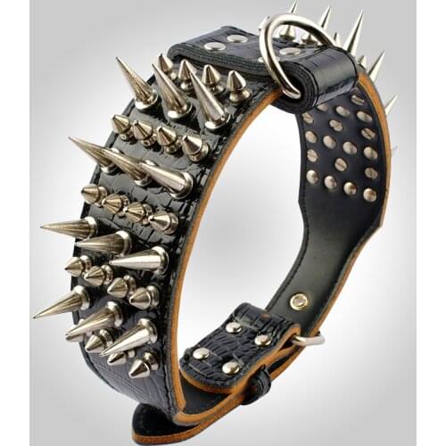 Fashionable Rivet Pet Collar Large Dog Collar For Fat Puppy Leashes For Bulldog Pug Stainless Steel Dog Chain Pet Products