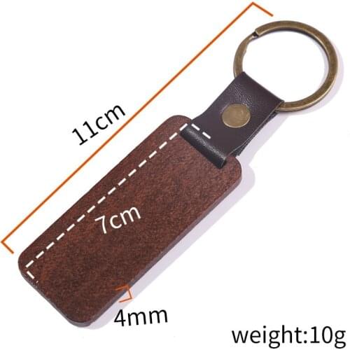 Trendy Keyring For Men Women Pensonality PU Leather Wood Chips Keychain For Keys Wholesale DIY Wooden Accessories Christmas Gift