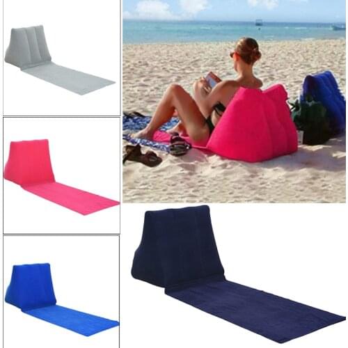 Inflatable Beach Mat Lounger Camping Leisure Back Pillow Chair Folding Lounger Sofa Couch Lazy Sleeping Air Bed Sandbeach matt