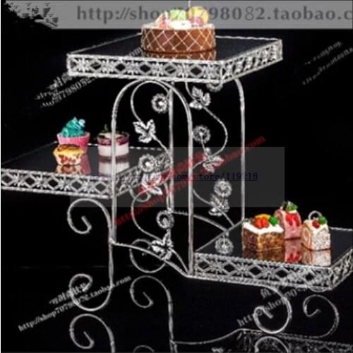 1PCS New creative three-layer mirror large snack rack multi-layer cake stand wedding dessert set