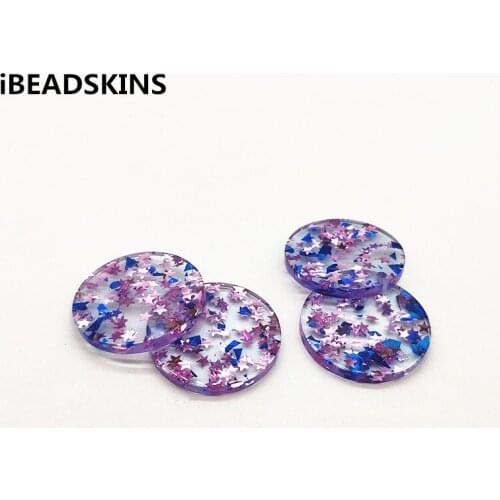 New arrival! 100pcs 28mm purple with blue Acrylic round-shape charm for earrings accessories,Earring parts,jewelry making DIY