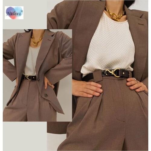 Nuleez Brand Belts Female Copper Hook Buckle Vintage Italy Cowhide Leather Luxury High End Dress Accessory