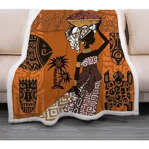 3D Print Sherpa Blanket African Woman Funny Character Blanket On Bed Luxury Home Textiles Custom Winter Blanket Drop Shipping
