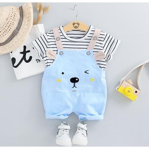 Boys Girls Clothes Baby Summer Dress 1-4 Years Old Children Clothes little Boy T-shirt Overalls Children Cute Two-piece Girl