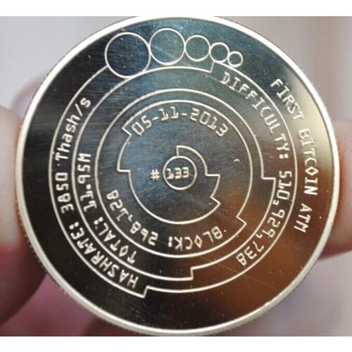 FIRST BITCOIN ATM Metal Coin Plated Commemorative Coin Badge medal for collection Arts Gifts Souvenir