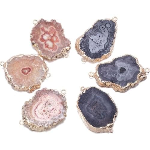 Natural Onyx Charms Pendants Round Agat Stone Quartz Pendants Connectors DIY Fit Necklaces Jewelry Making Size 30x37-30x40mm