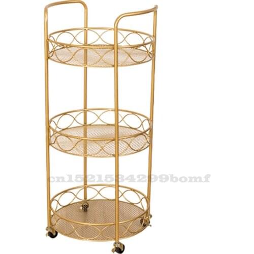 Light Luxury Multi-layer Trolley Shelf Bedroom Living Room Storage Shelf with Wheel Bathroom Organizer Shelves for Bedroom