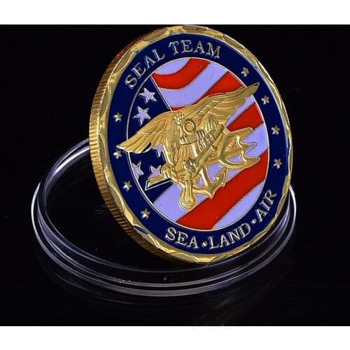 Gold Plated Souvenir Coin USA Sea Land Gold Coin Air Of Seal Team Challenge Coins Department Of The Navy Military Coin