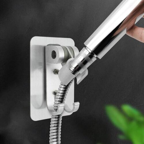 Adjustable Shower Head Bracket Aluminum Universal Wall Gel Mounted Stand Bathroom Punch Free Holder Kitchen Restroom Accessories