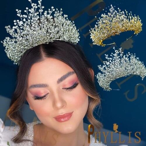 AS361 Luxury Rhinestone Crystal Wedding Tiaras and Crowns for Bride Silver Bridal Headband Princess Headwear Women Hair Jewerly