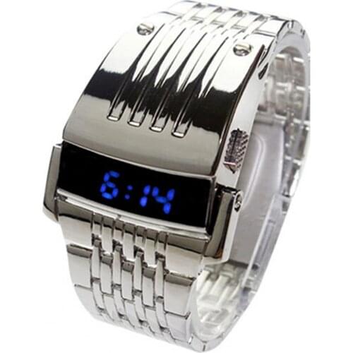 Hot Sales Wrist Watch LED Automatic Energy Saving Mode Stainless Steel Digital Calendar Sport Watch for Officer