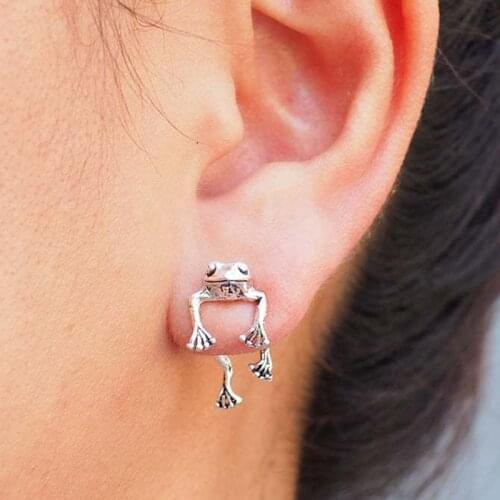 Vintage Funny Frog Stud Earrings For Women Teens Girls Retro Cute Animal Statement Earrings Daily Party Fashion Jewelry