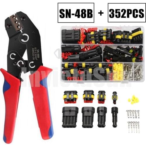 352PCS Car Electrical Wire Connector Plug Automotive Waterproof 1/2/3/4 Pin Motocycle Truck Harness Male Female crimping pliers
