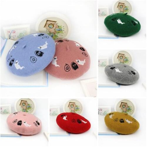 Women Girl Beanie Beret Hat Warm Wool Winter bonnets Halloween style handmade knitted cap Vintage Plain Solid Color Winter Caps