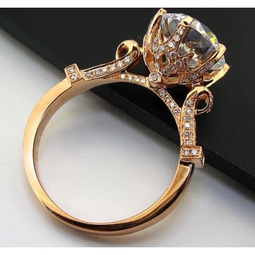Luxury Quality 4Ct Round Cut Diamond Engagement Ring Solid 925 Sterling Silver Ring for Women Rose Gold Color Jewelry
