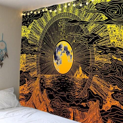 Golden pattern system divination mythology sun moon mythology printing tapestry soft and easy to care decorative hanging cloth