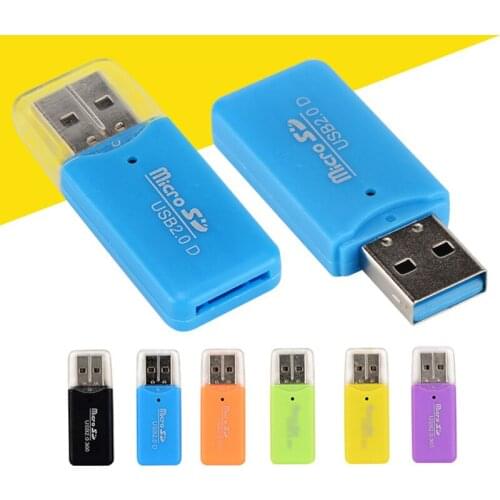 2021 Brand New High Quality All In One 1pcs Random Color Plastic Mini Portable Memory Card Reader For TF Micro SD Card USB 2.0