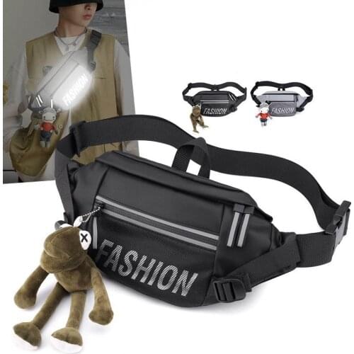 2021 Unisex Waist Pack Belt Bags Street Trend Men Chest Bag Reflective Stripe Crossbody Pouch Nylon Men Purse Phone Pouch