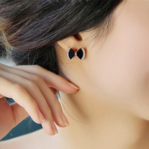 2020 New hot fashion simple vintage metal black bow earrings lady ear jewelry for women