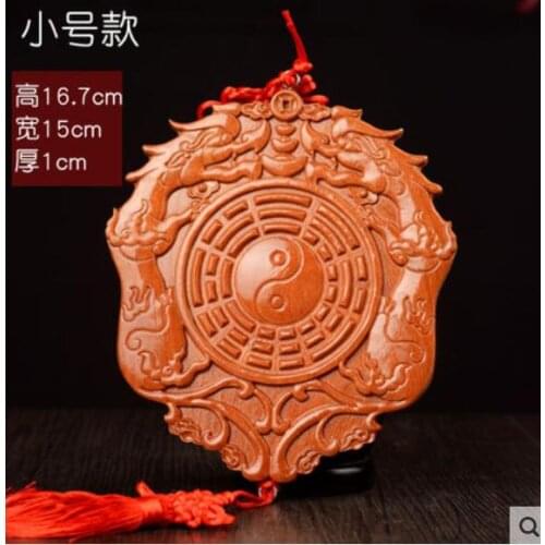 26cm Mahogany carving gossip mirror office creative craft ornaments