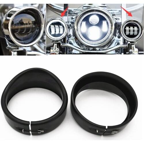 4 1/2" Motorcycle LED Auxiliary Visor Style Trim Ring For Harley Street Glide Touring Electra Glide Fat Boy FLSTF Road King FLHR