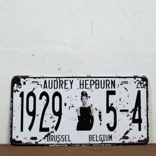 50pcs/lot Metal Sign shabby chic Audrey Hepburn metal painting Aluminum License Plate Tag (Licensed) Q-182